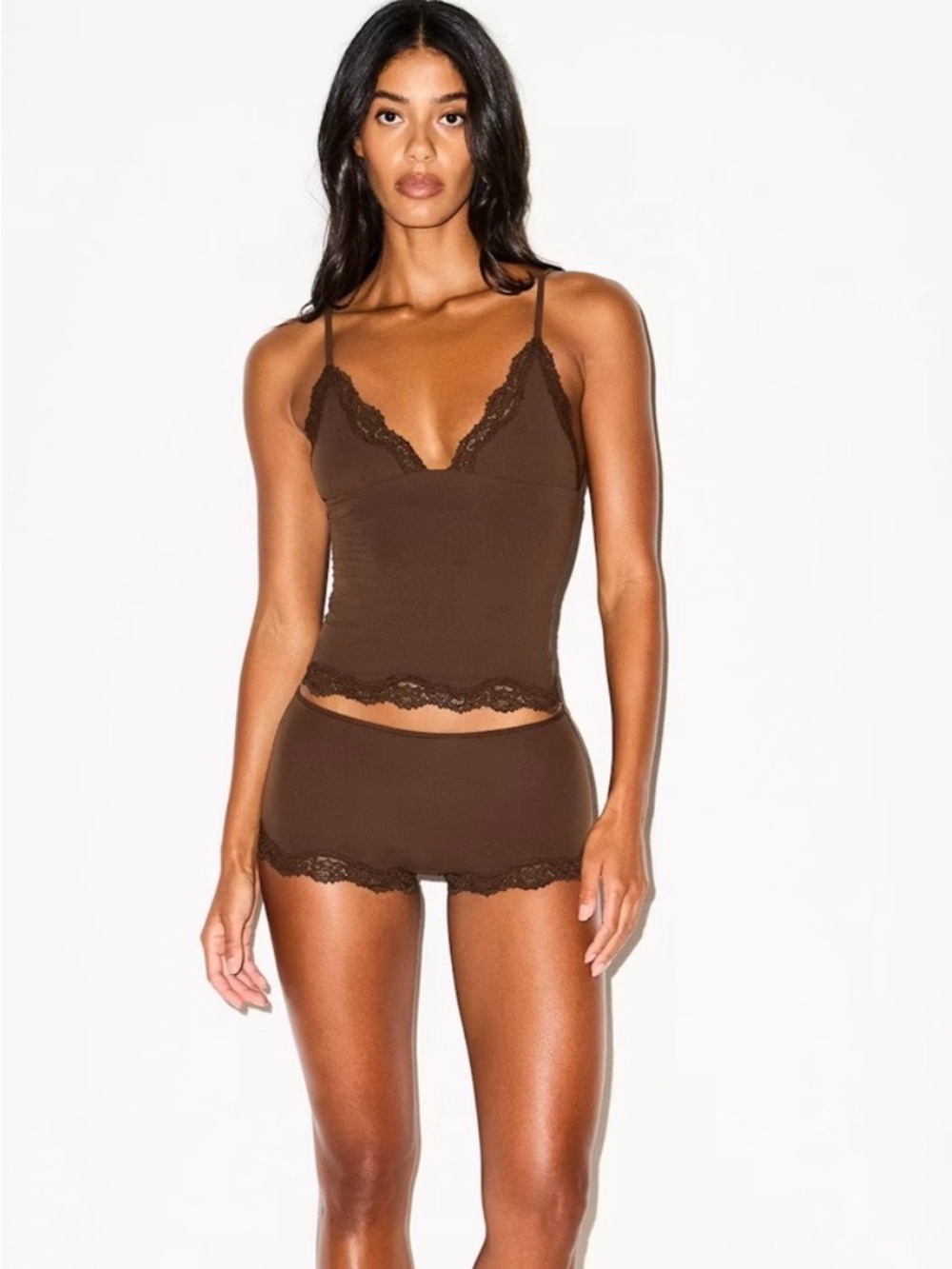 Skims NWT Fits Everybody Lace Triangle Cami Espresso Size Large